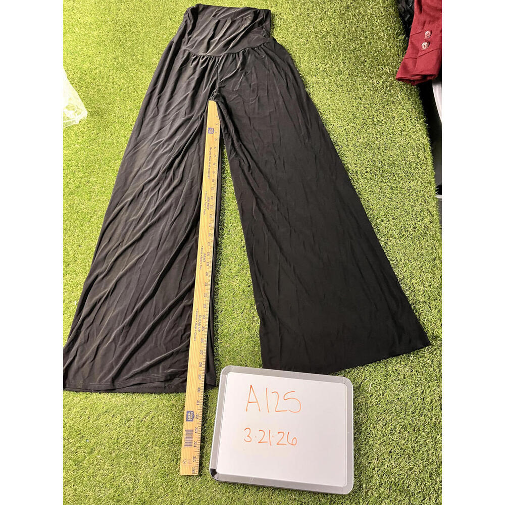 Womens Black Wide Leg Pants Size Large High Waist